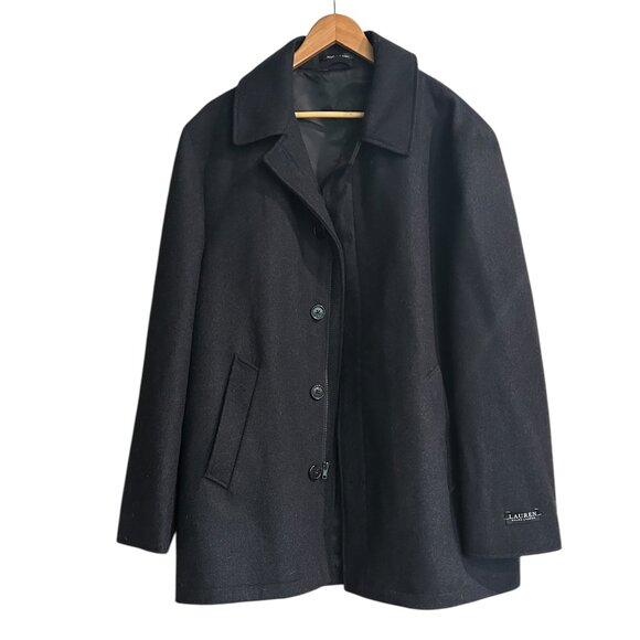 Ralph Lauren Black Label Wool Blend Peacoat Sz 44W Medium Weight Classic - Picture 1 of 6